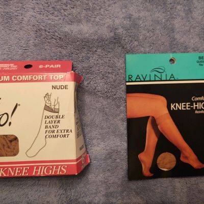 On The Go - Knee Highs - 5 Pair / Nude & One Pair Ravinia Nylons